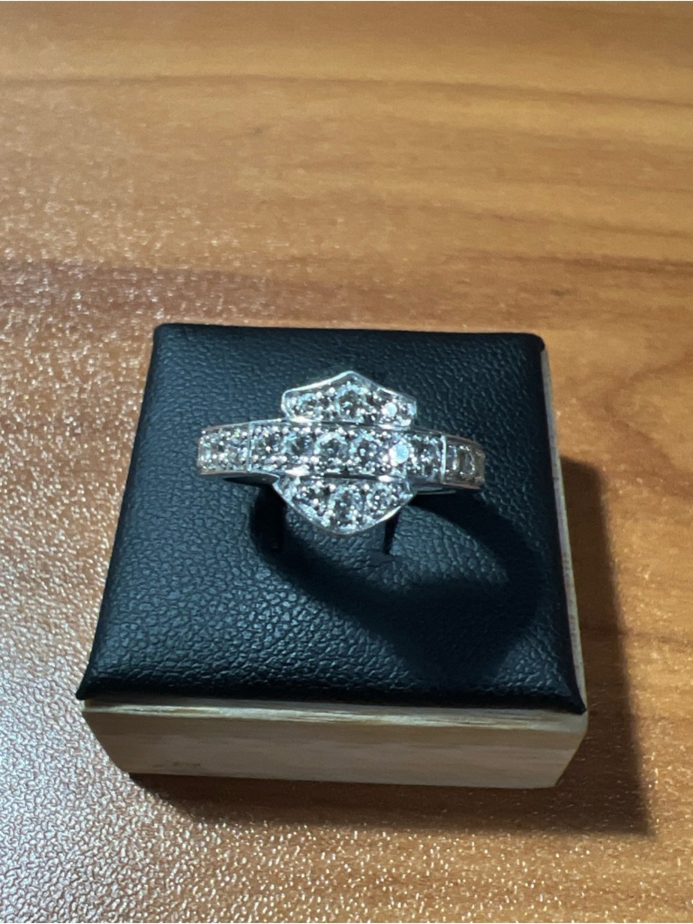 Ladies .925 Sterling Harley-Davidson Silhouette Bar & Shield Bling Logo Ring Sz6